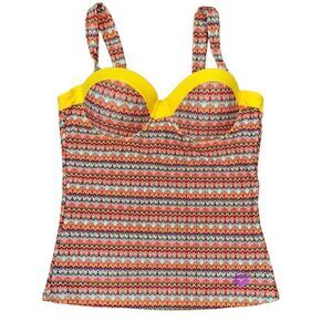 Arena sz Large tankini swim suit top with underwire and bright colorful pattern